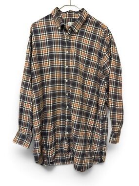 Alan Paine 100% Cotton Plaid Flannel Button Front Shirt Men’s XXL Blue Orange